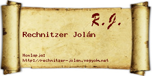 Rechnitzer Jolán névjegykártya